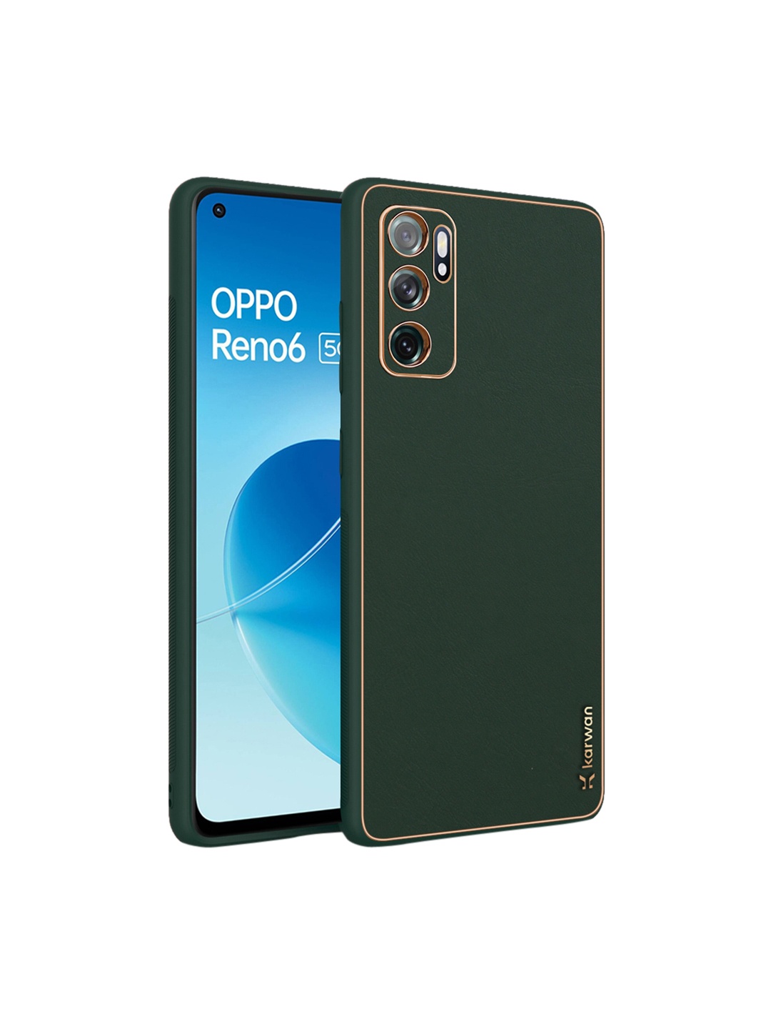 

Karwan Oppo Reno6 5G Leather Shock Proof Phone Back Cover, Green