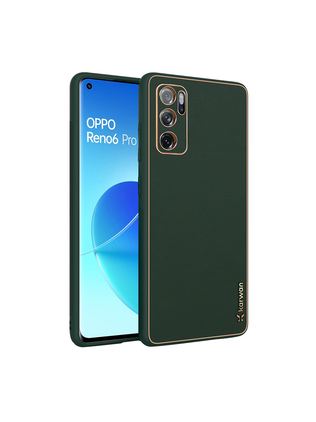 

Karwan Shock Proof Oppo Reno6 Pro 5G Leather Phone Back Case, Green