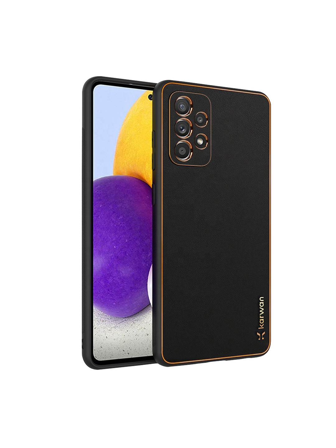 

Karwan Samsung Galaxy A52 Leather Shock Proof Phone Back Cover, Black