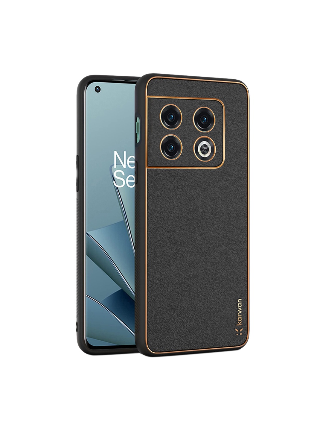 

Karwan OnePlus 10 Pro 5G Leather Shock Proof Phone Back Cover, Black