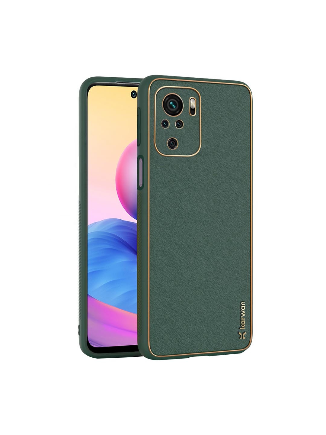 

Karwan Redmi Note 10 Leather Shock Proof Phone Back Cover, Green