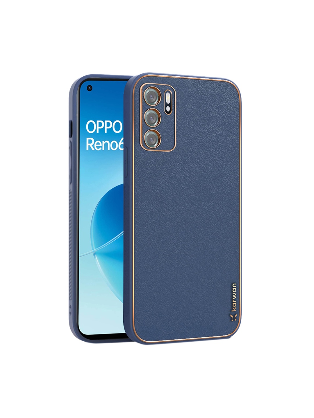 

Karwan Oppo Reno6 5G Leather Shock Proof Phone Back Cover, Blue