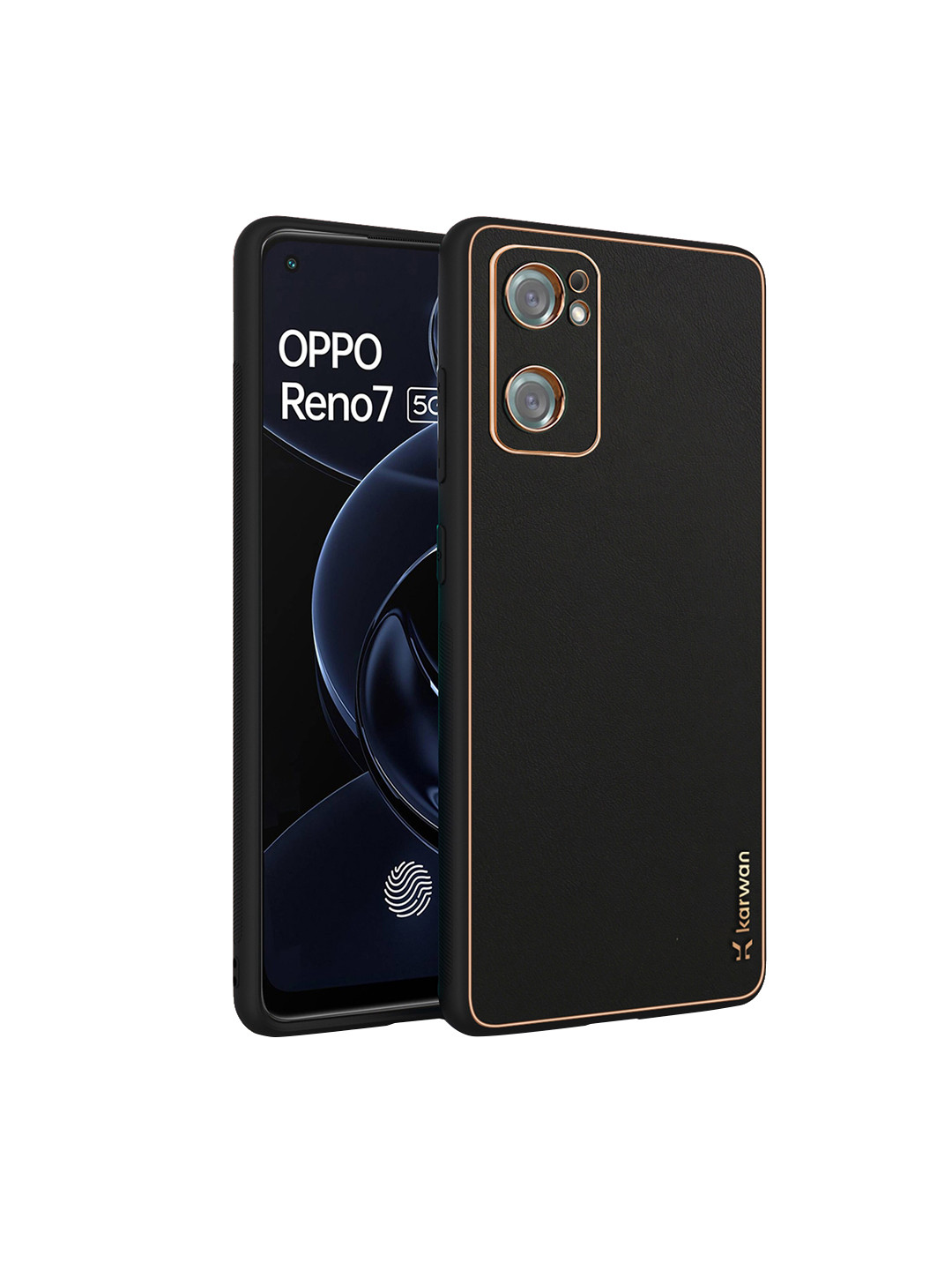 

Karwan Oppo Reno7 5G Leather Shock Proof Phone Back Cover, Black