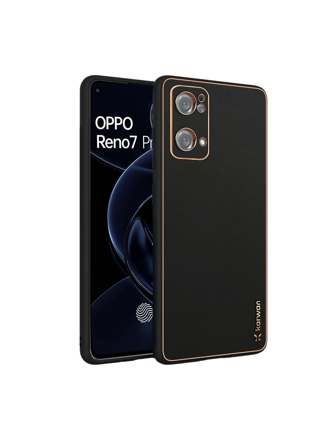 

Karwan Oppo Reno7 Pro 5G Leather Shock Proof Phone Back Cover, Black