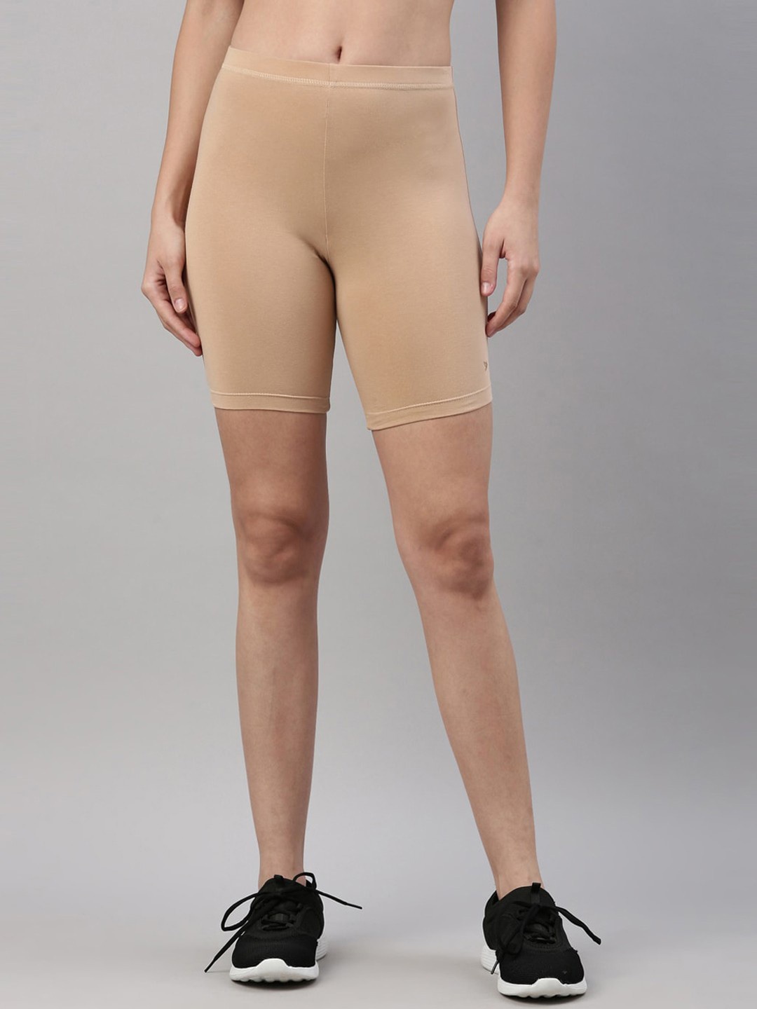 

TWIN BIRDS Women Slim Fit Cotton Sports Shorts, Beige