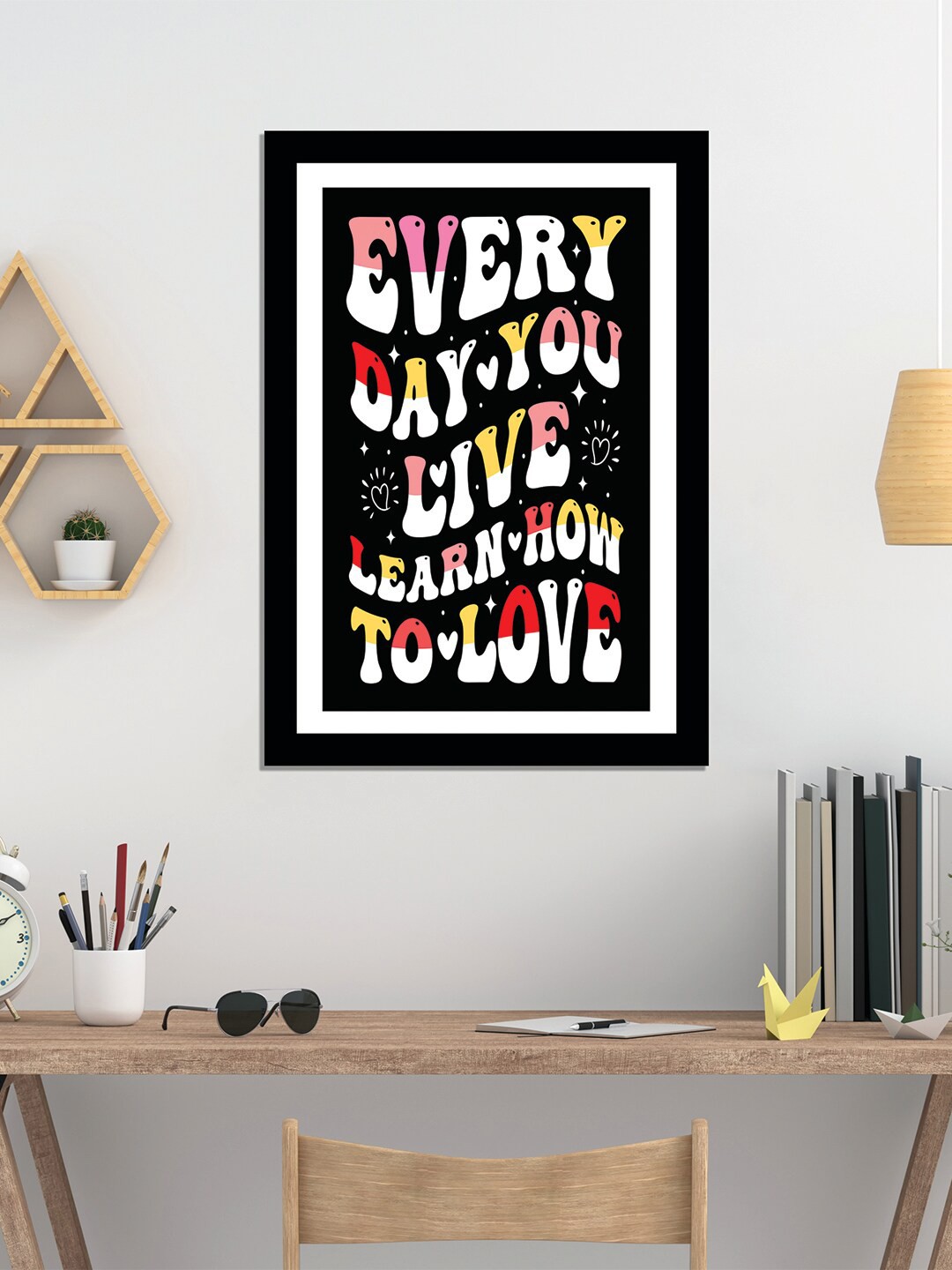 

WENS Black Valentine Quotes Painted Wall Art