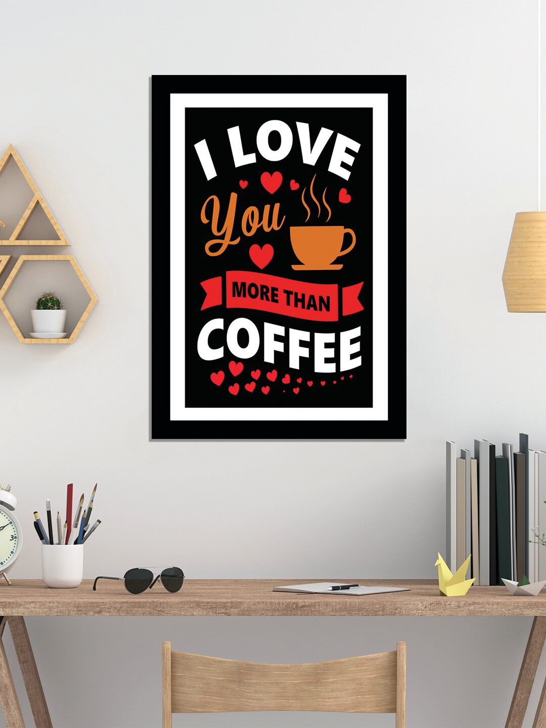

WENS Black & Red Printed & Laminated Wall Art with Frame