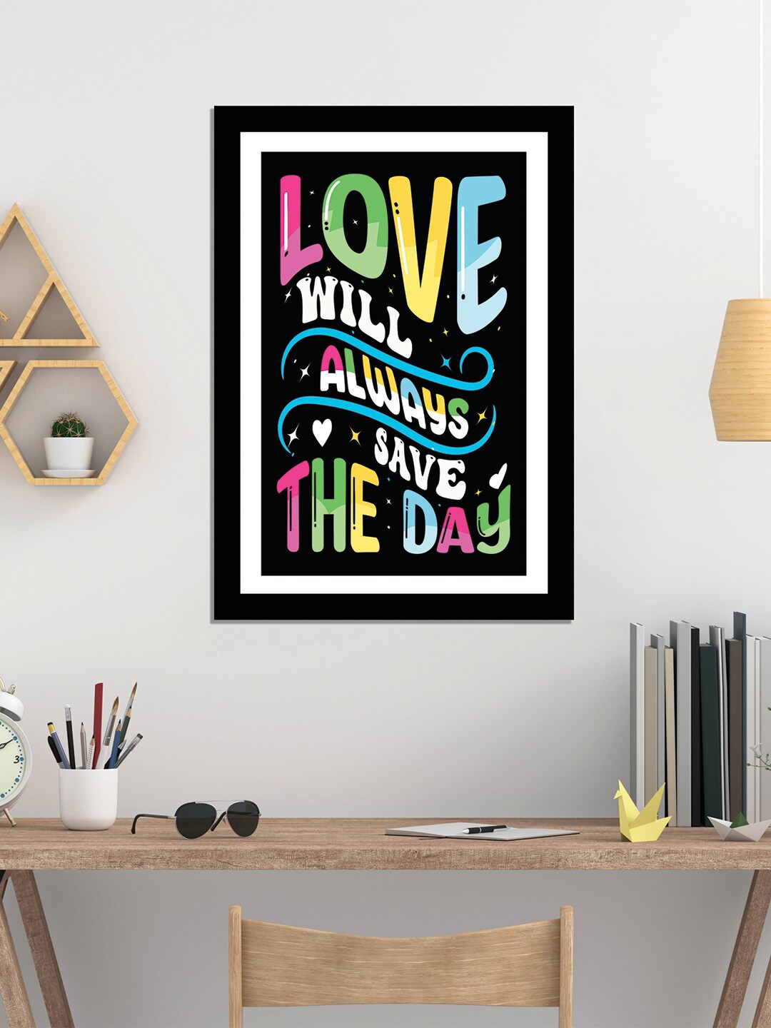 

WENS Black Valentine Quote Printed Laminated Wall Art with Frame