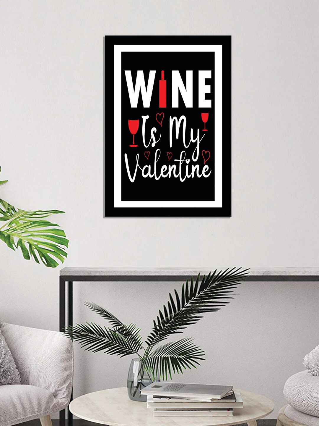 

WENS Black Valentine Quote Printed Laminated Wall Art with Frame