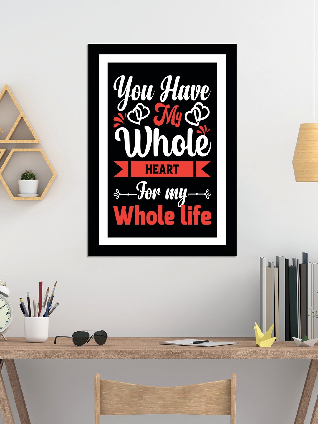 

WENS Black Valentine Quotes Painted Wall Art