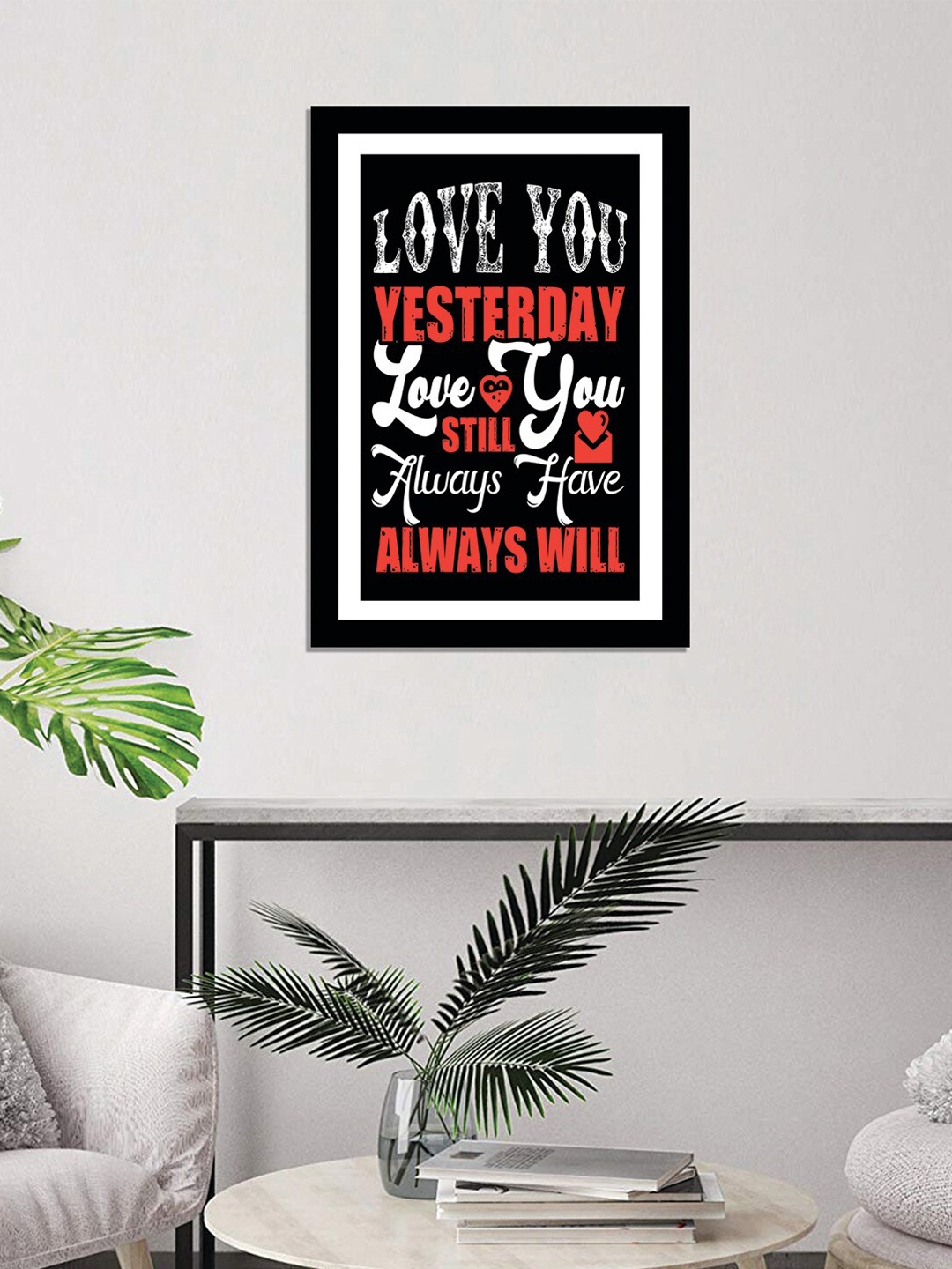 

WENS Black Valentine Quote Printed Laminated Wall Art with Frame