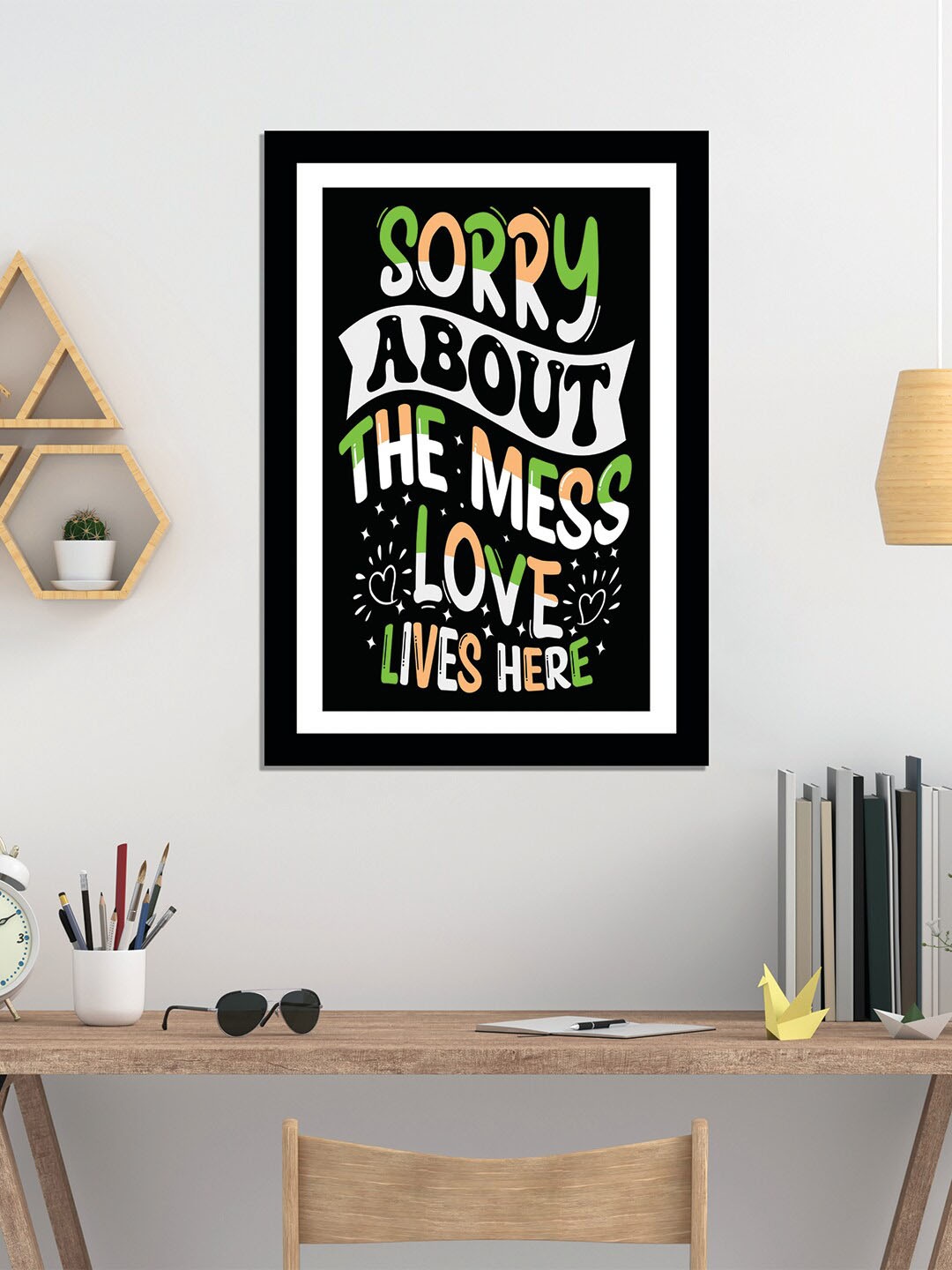 

WENS Black Valentine Quote Printed Laminated Wall Art with Frame