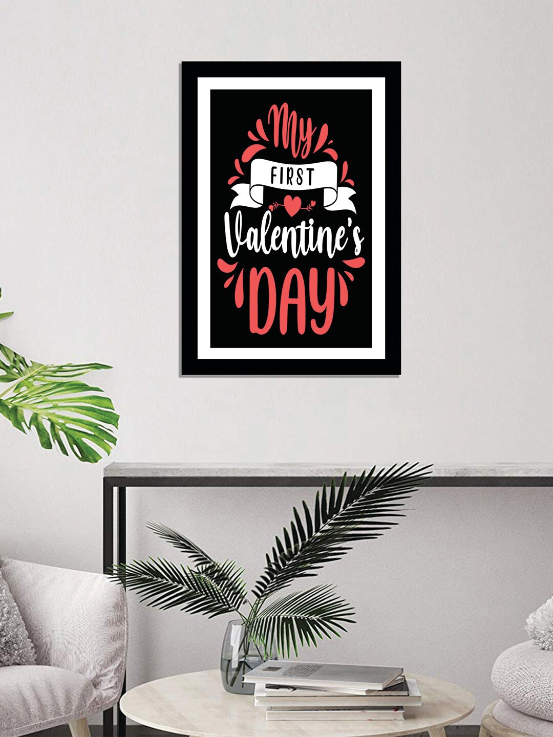 

WENS Black Valentine Quote Printed Laminated Wall Art with Frame