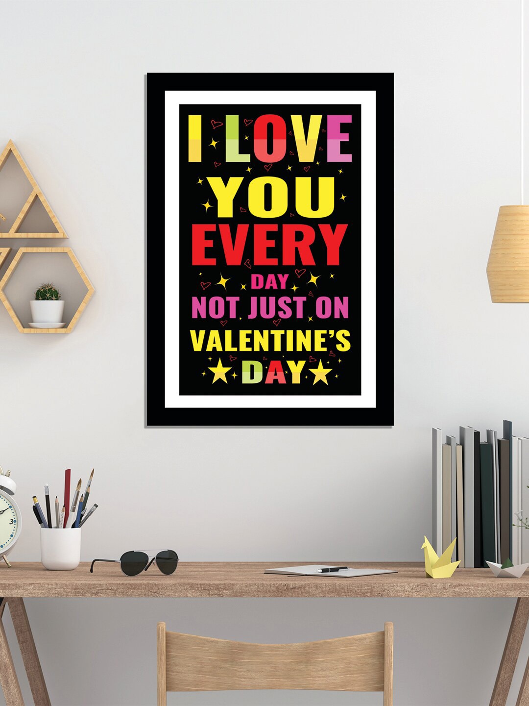 

WENS Black Valentine Quotes Painted Wall Art