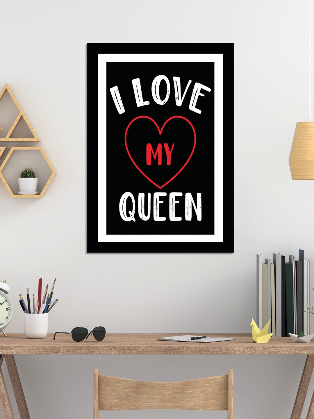 

WENS Black & Red I Love My Queen Quotes Framed Wall Art