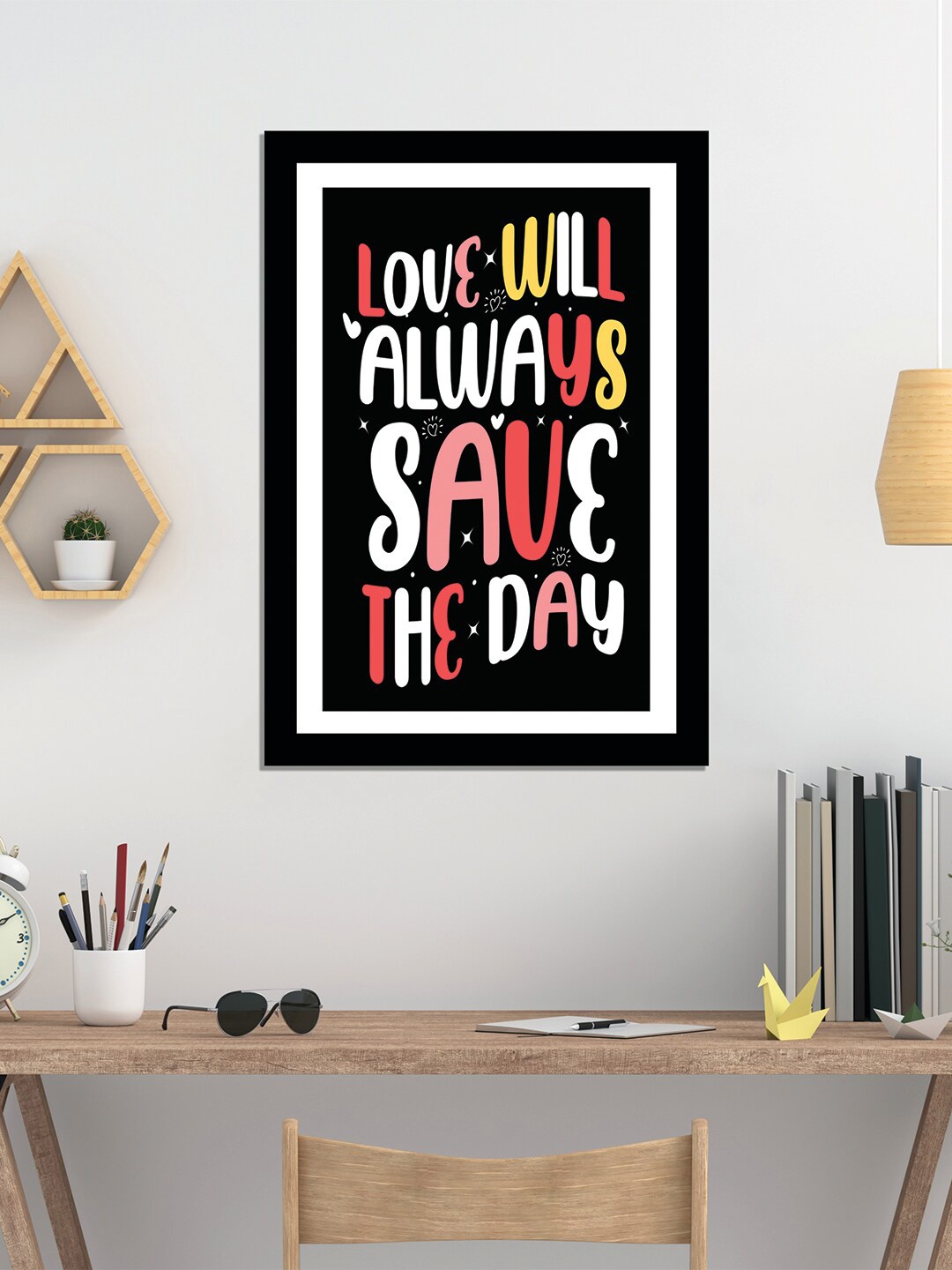 

WENS Black Valentine Quote Printed Laminated Wall Art with Frame