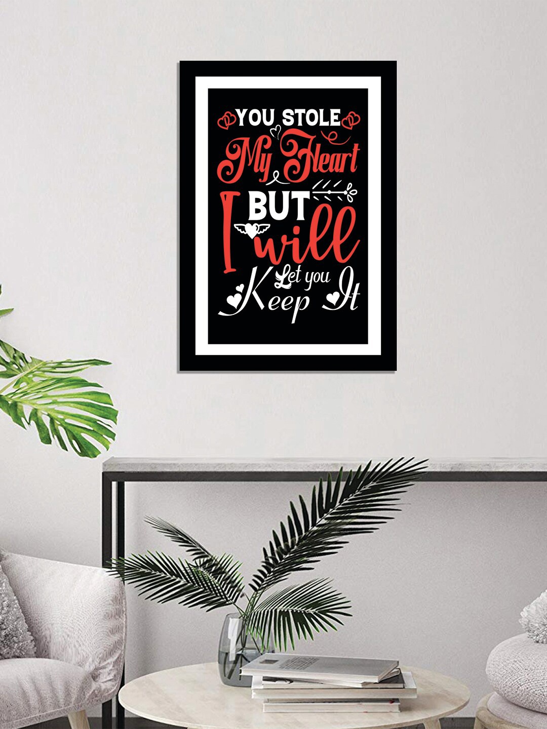 

WENS Black & Red Valentine Quote Printed Laminated Wall Art with Frame