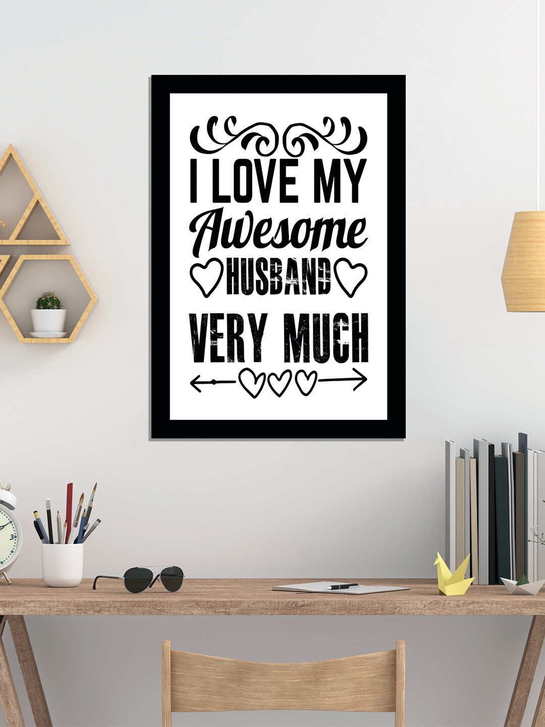 

WENS Black & White Valentine Quote Printed Laminated Wall Art with Frame