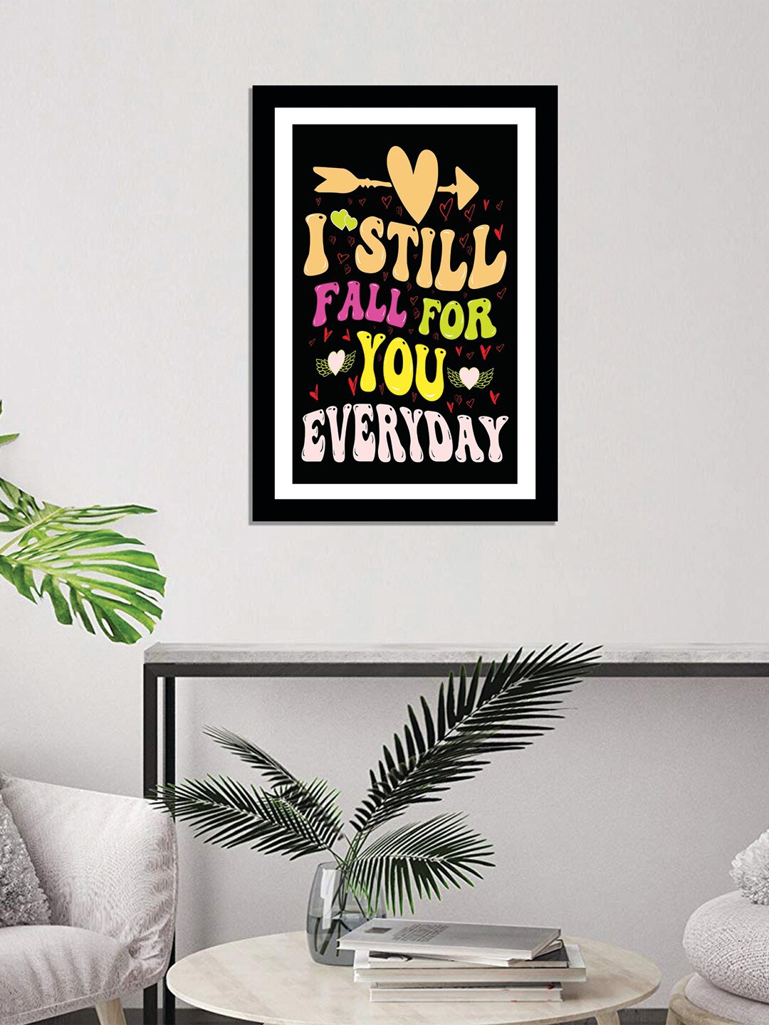 

WENS Black Valentine Quote Printed Laminated Wall Art with Frame