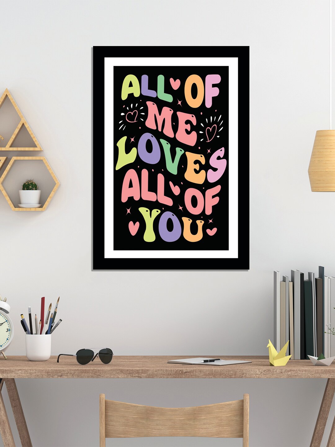 

WENS Black Valentine Quote Printed Laminated Wall Art with Frame