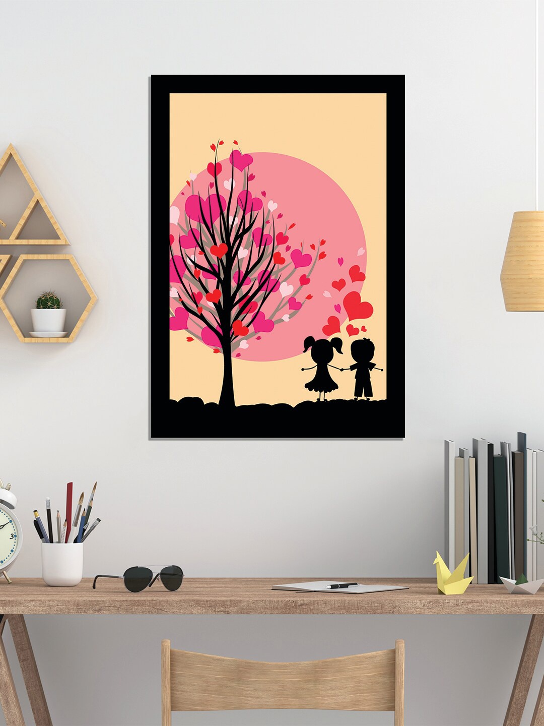 

WENS Black & Pink Laminated Wall Art with Frame