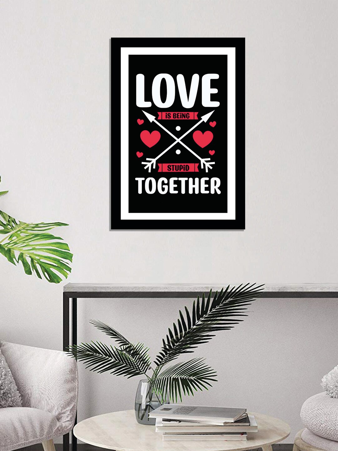 

WENS Black Valentine Quote Printed Laminated Wall Art with Frame