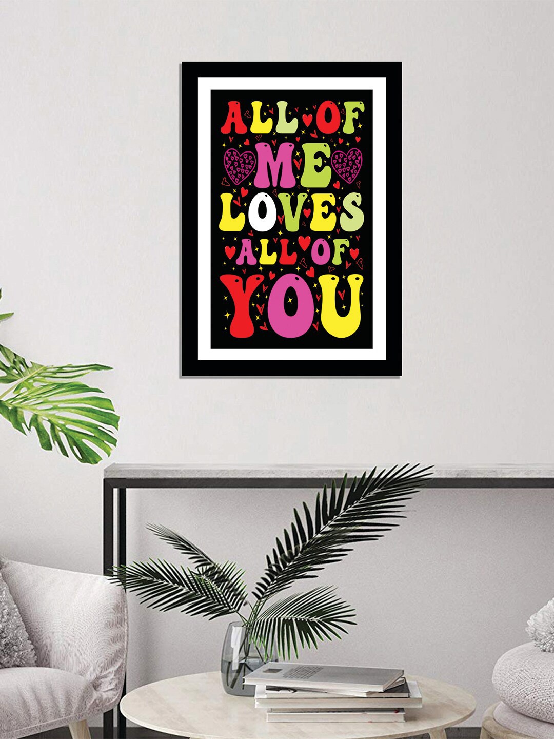 

WENS Black Valentine Quote Printed Laminated Wall Art with Frame