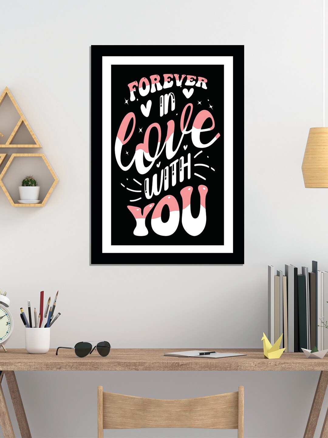 

WENS Black Valentine Quote Printed Laminated Wall Art with Frame