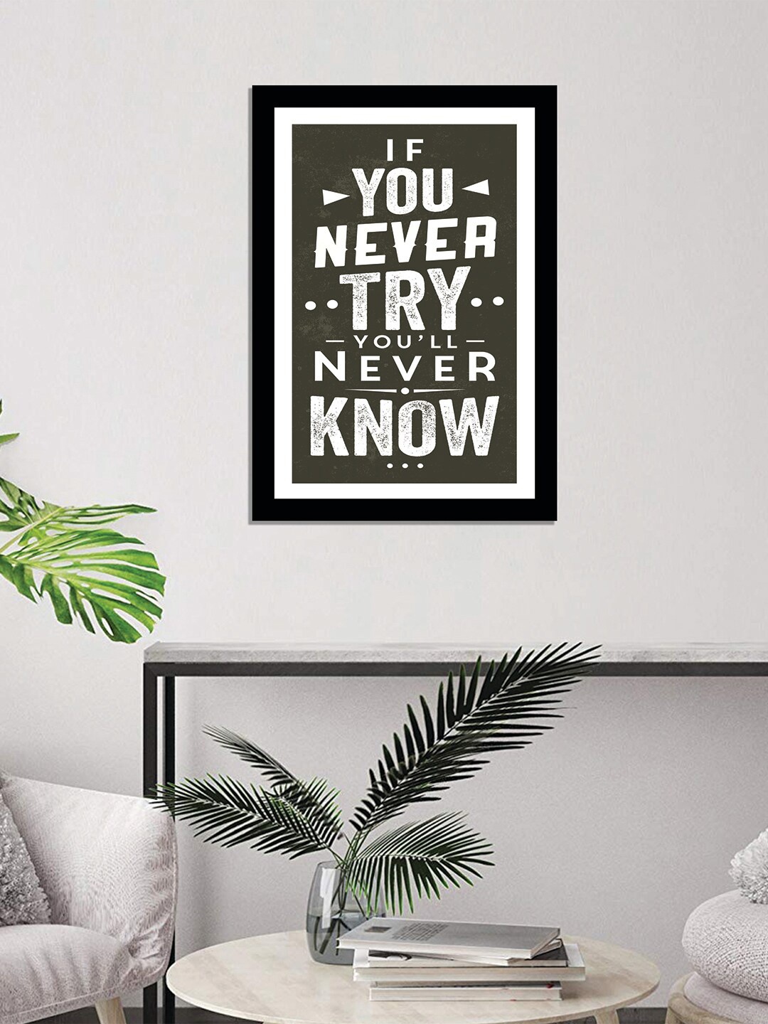 

WENS Black Inspirational Quote Printed Laminated Wall Art with Frame