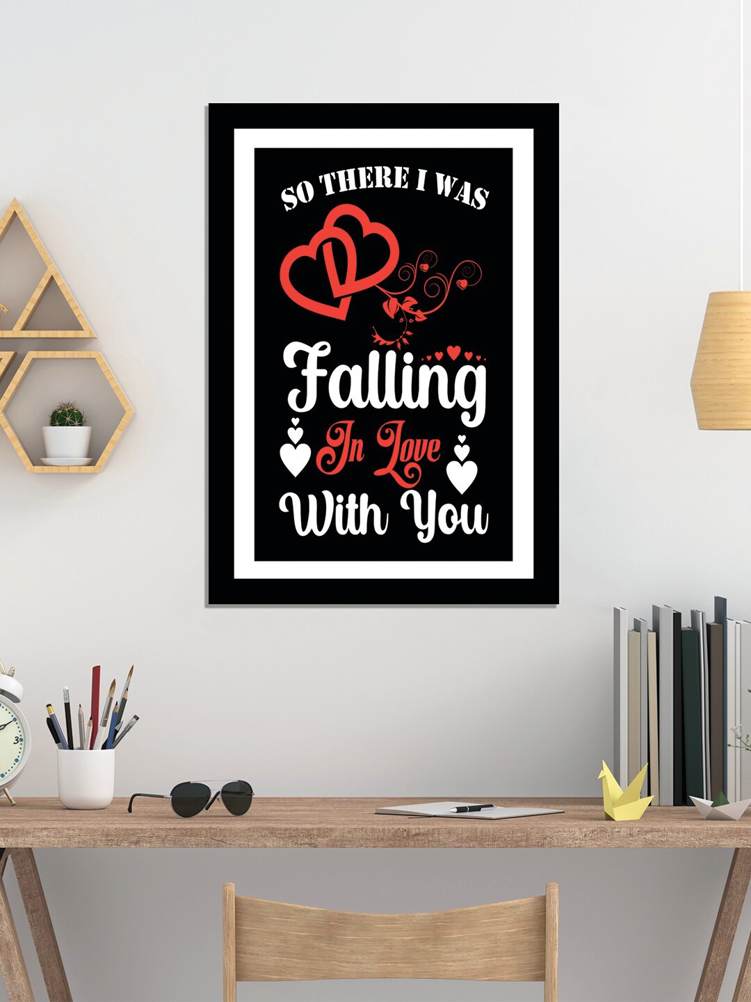 

WENS Black Valentine Quote Printed Laminated Wall Art with Frame
