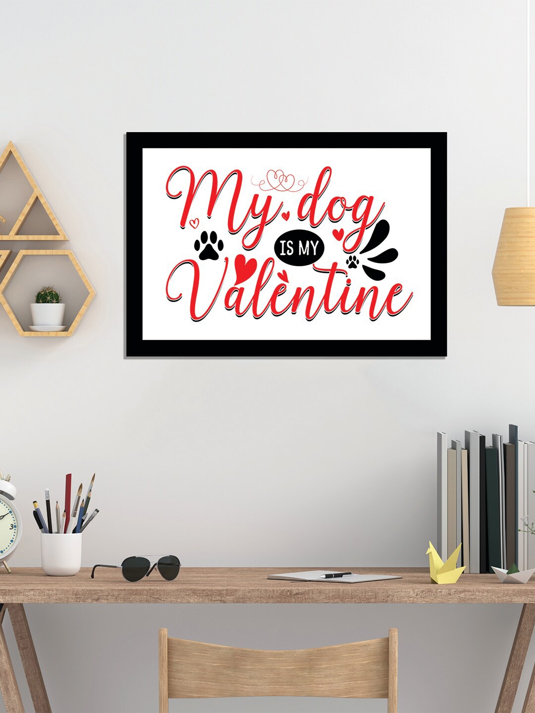 

WENS Black & White My Dog Is My Valentine Quotes Framed Wall Art