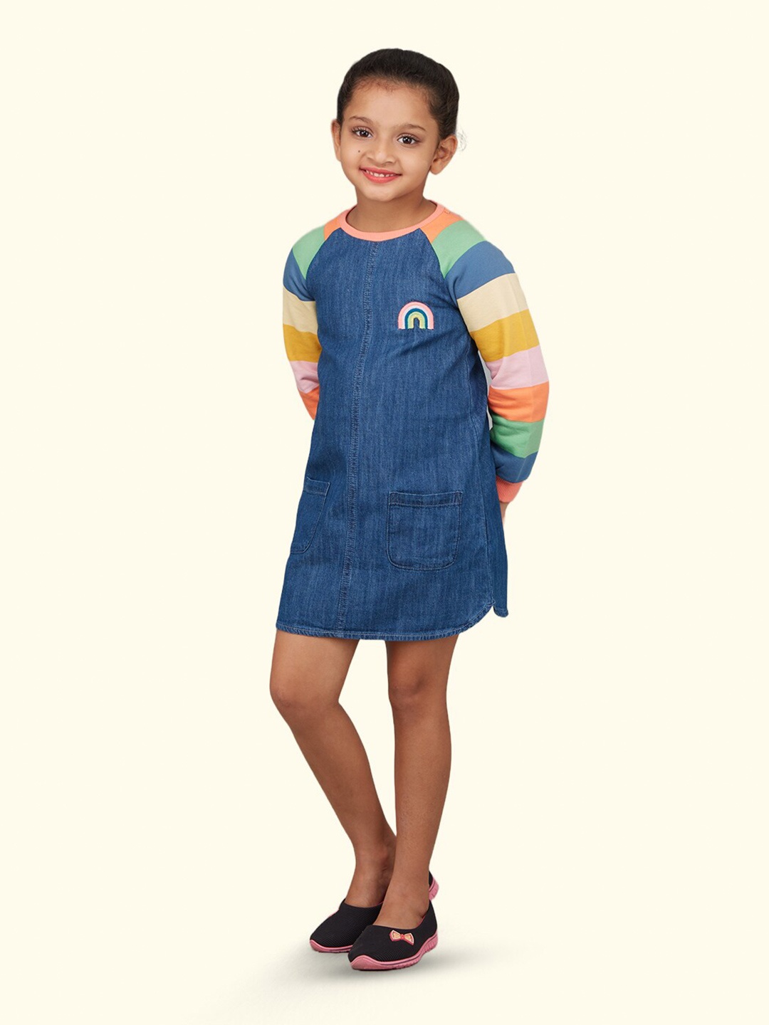 

Zalio Girls Pure Cotton Long Sleeves Jumper Dress, Navy blue