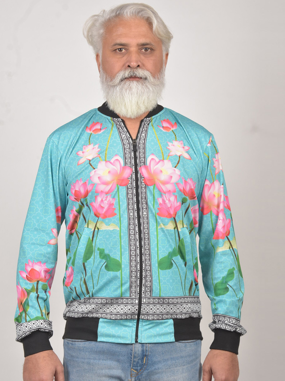 

Rajoria Instyle Men Floral Lightweight Dry-Fit Bomber Jacket, Blue