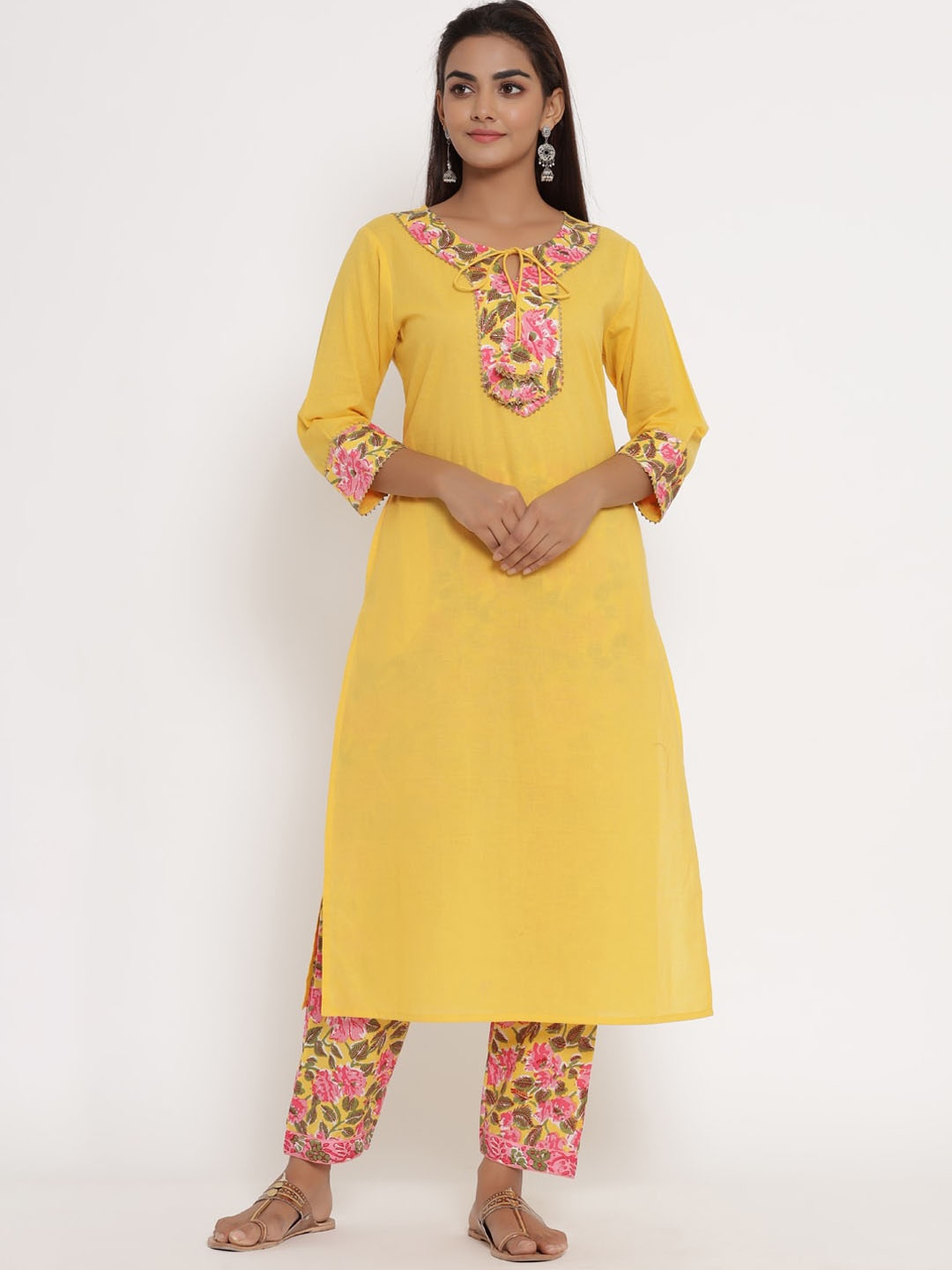 

mirari Pure Cotton Kurta with Trousers, Yellow