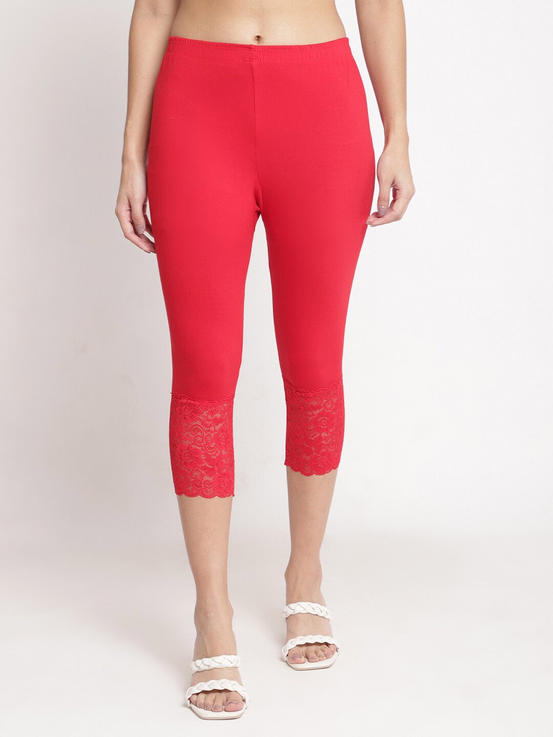 

Jinfo Women Capris With Hem Net, Red
