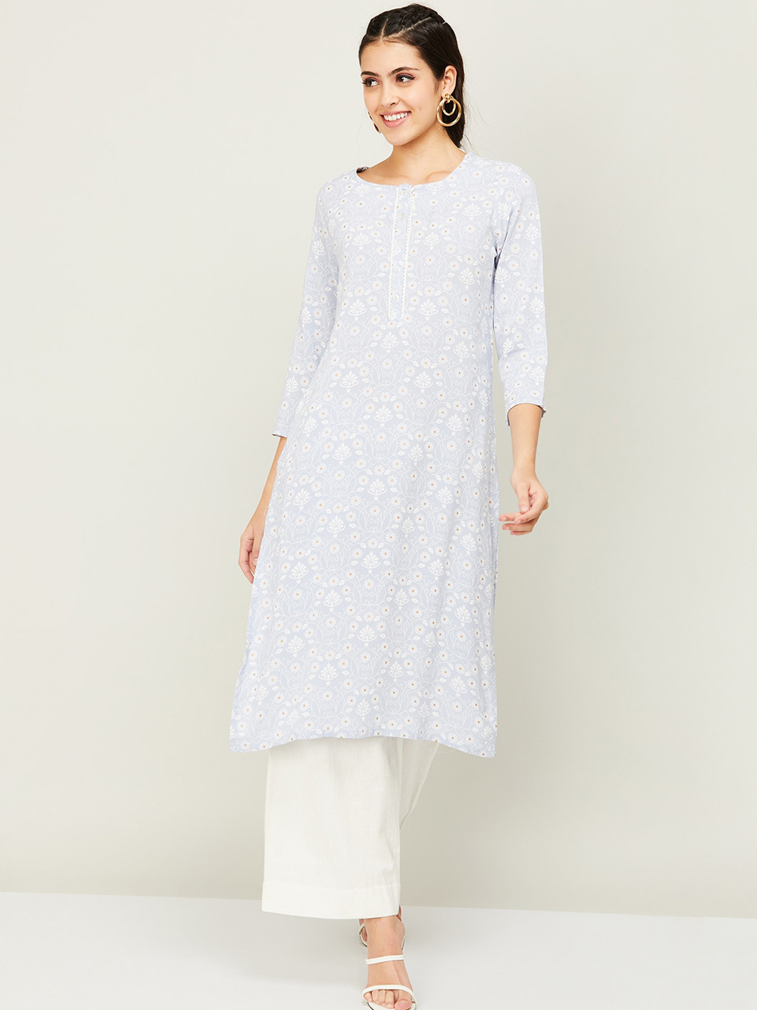 

Melange by Lifestyle Floral Printed Kurta, Lavender
