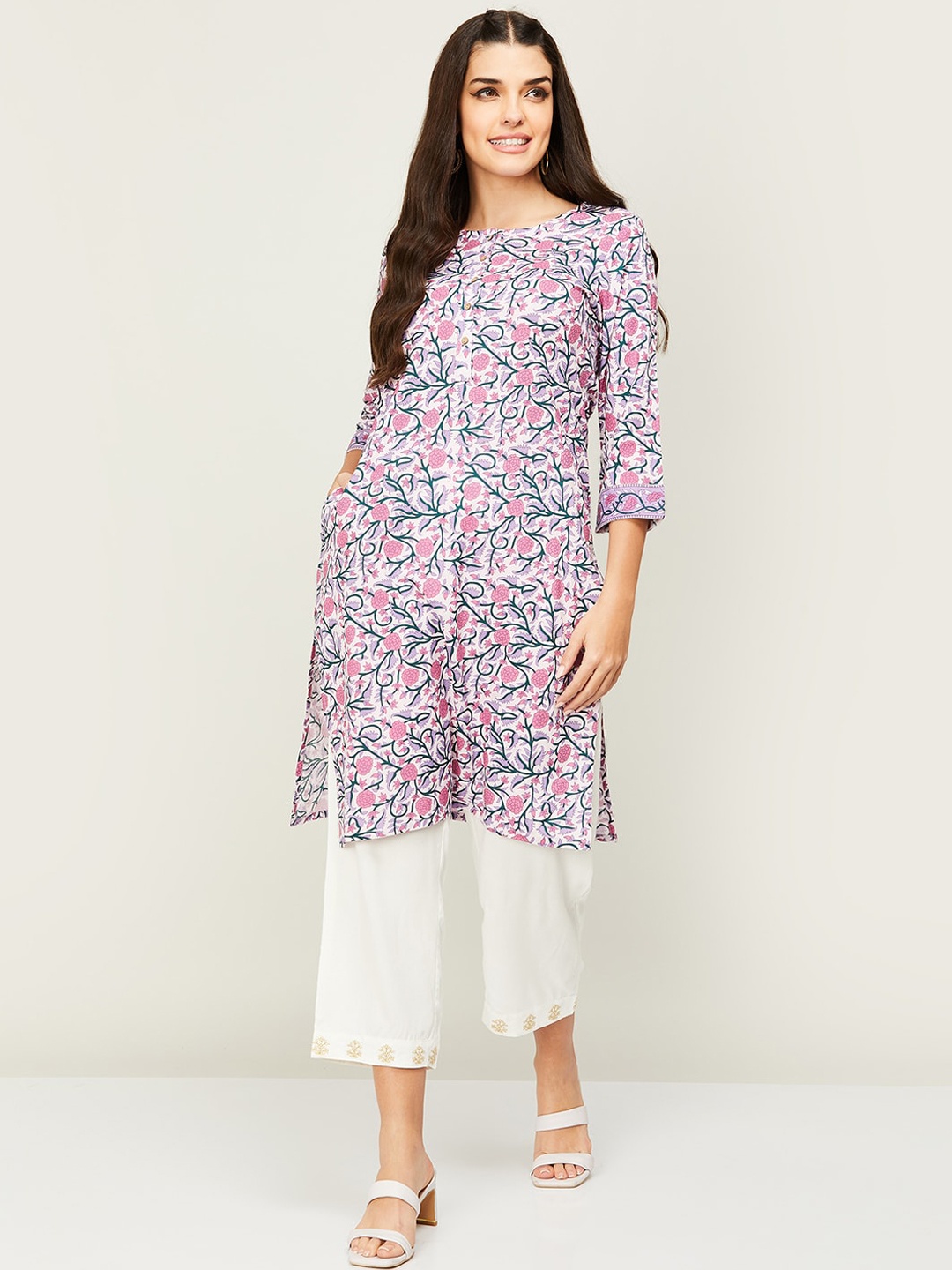 

Melange by Lifestyle Women Floral Printed Kurta, Purple