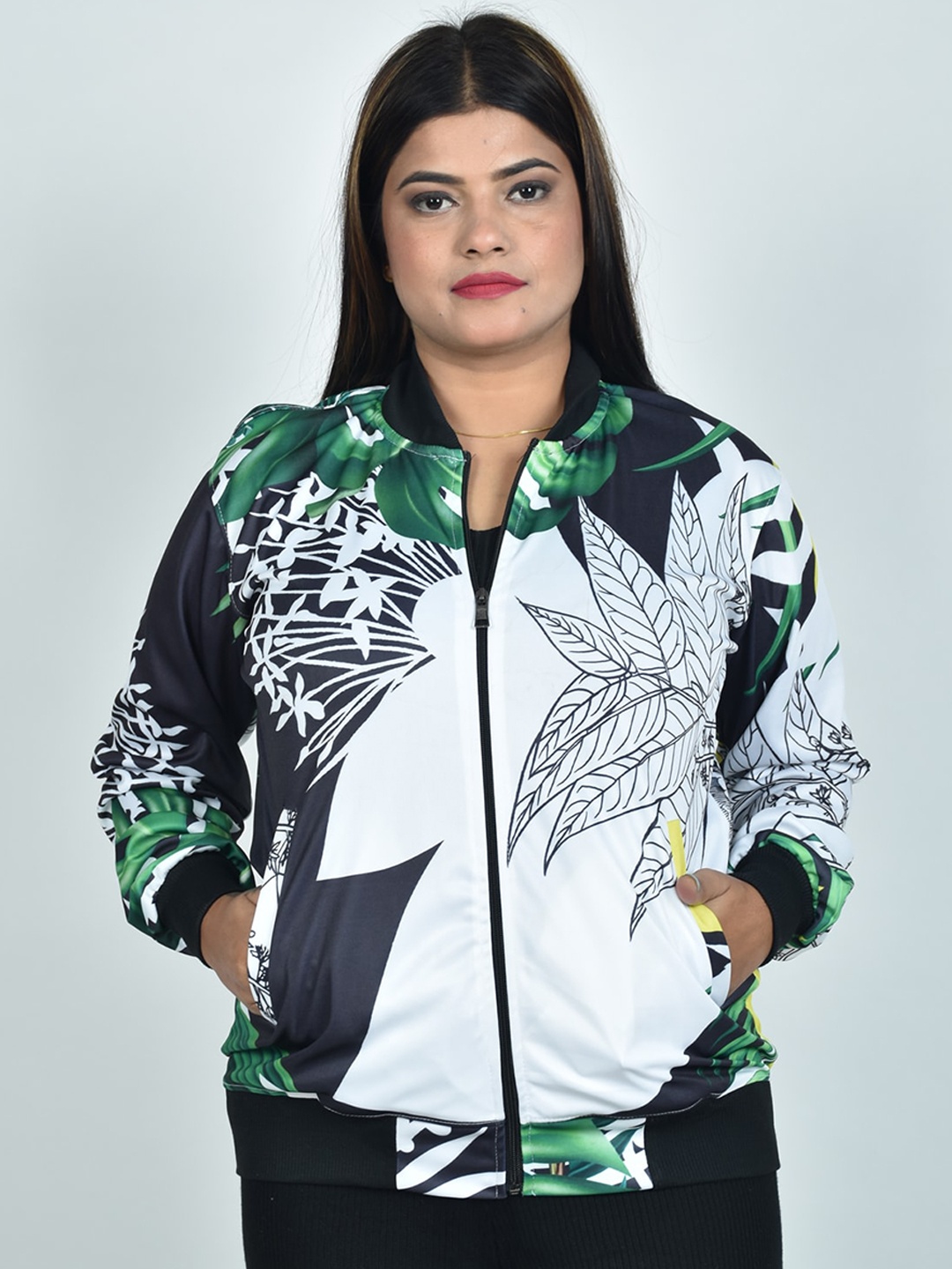 

Rajoria Instyle Women Floral Lightweight Bomber Jacket, White