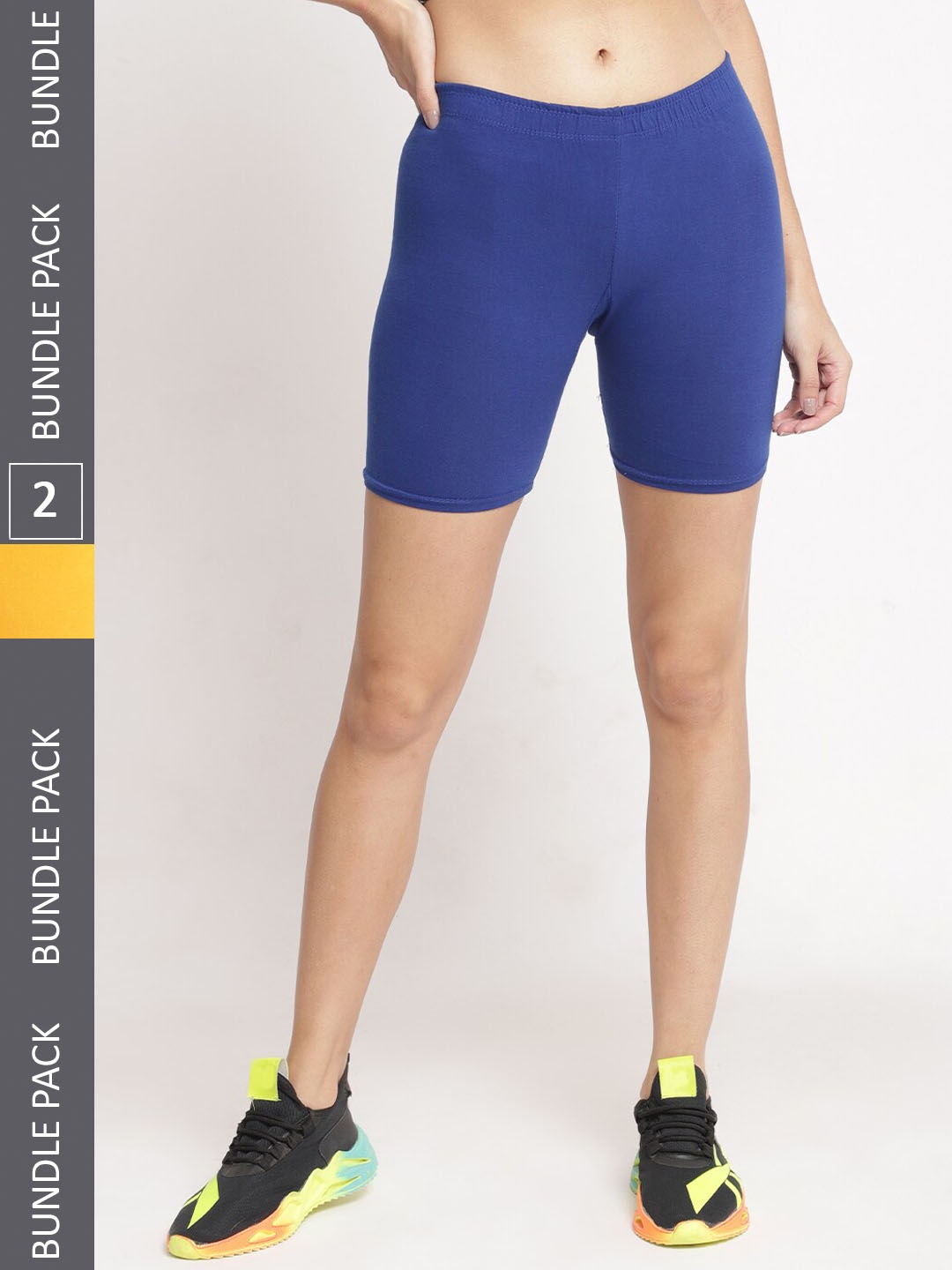 

GRACIT Women Pack of 2 Skinny Fit Cycling Sports Shorts, Blue