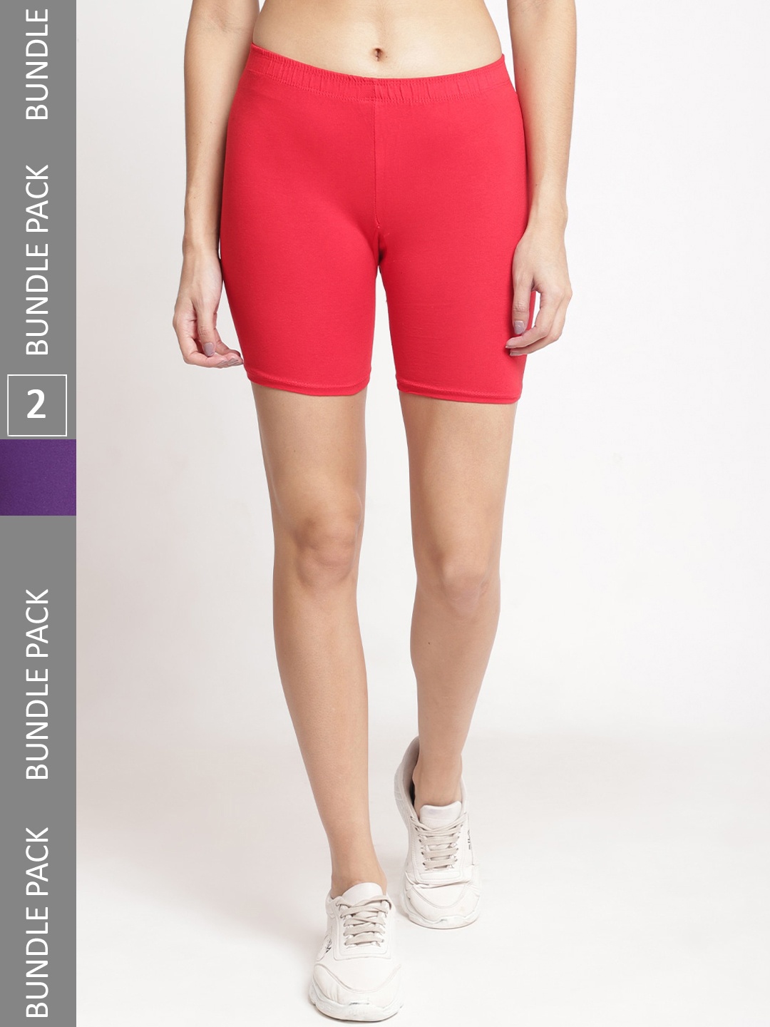 

GRACIT Women Pack Of 2 Skinny Fit Cycling Sports Shorts, Red