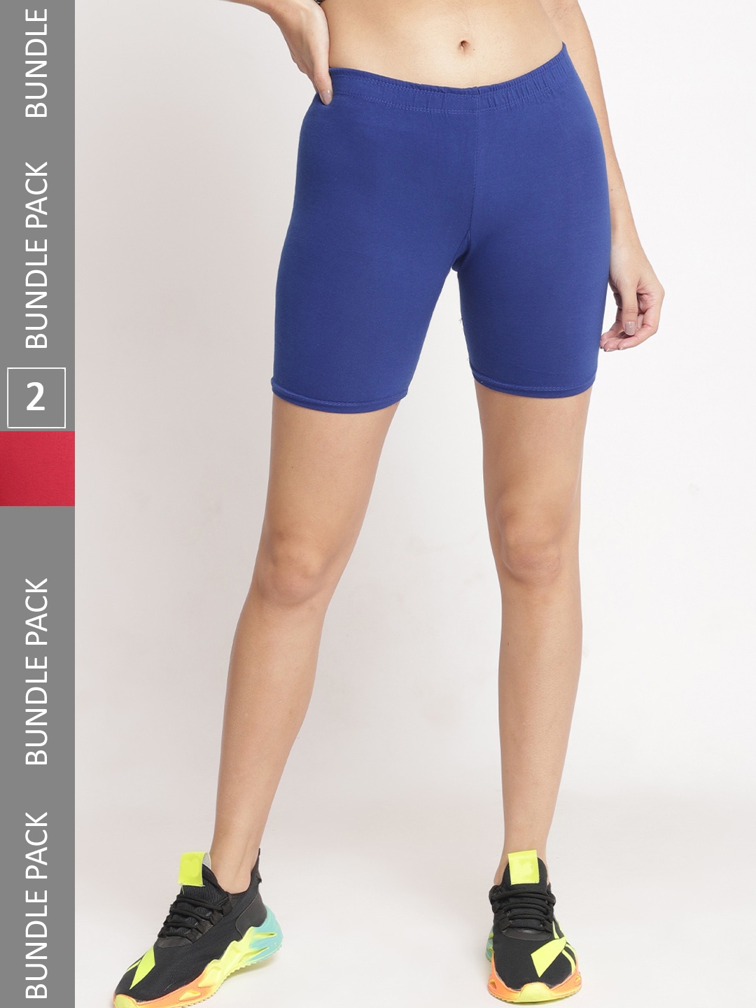 

GRACIT Women Pack of 2 Skinny Fit Cycling Sports Shorts, Blue