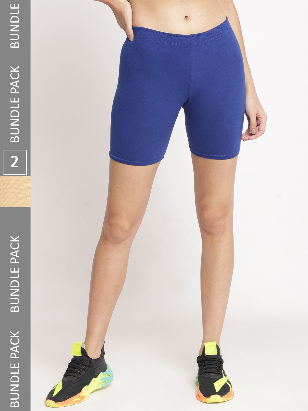 GRACIT Women Pack of 2 Skinny Fit Cycling Sports Shorts, Blue