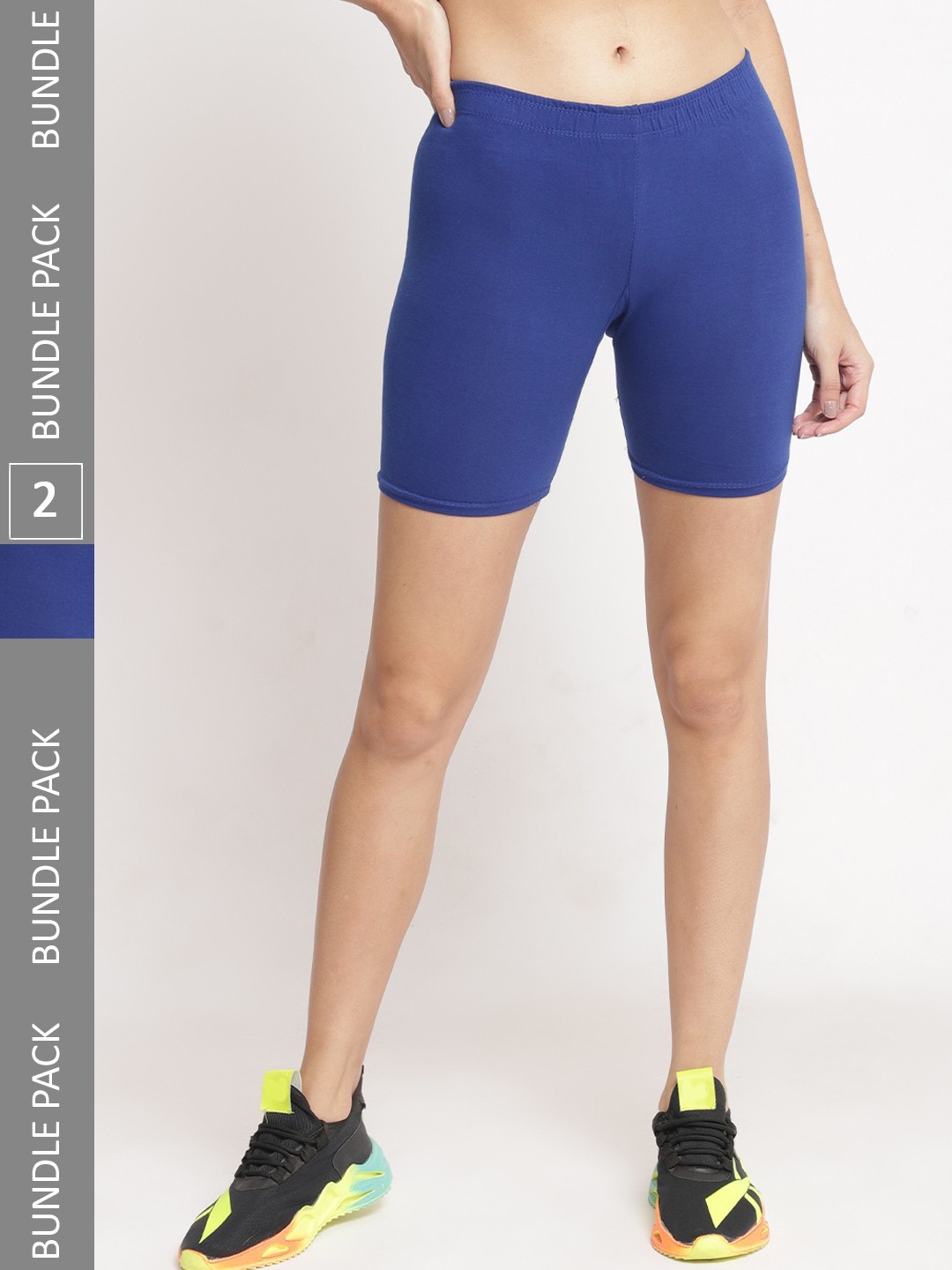 

GRACIT Women Pack of 2 Skinny Fit Cycling Sports Shorts, Blue