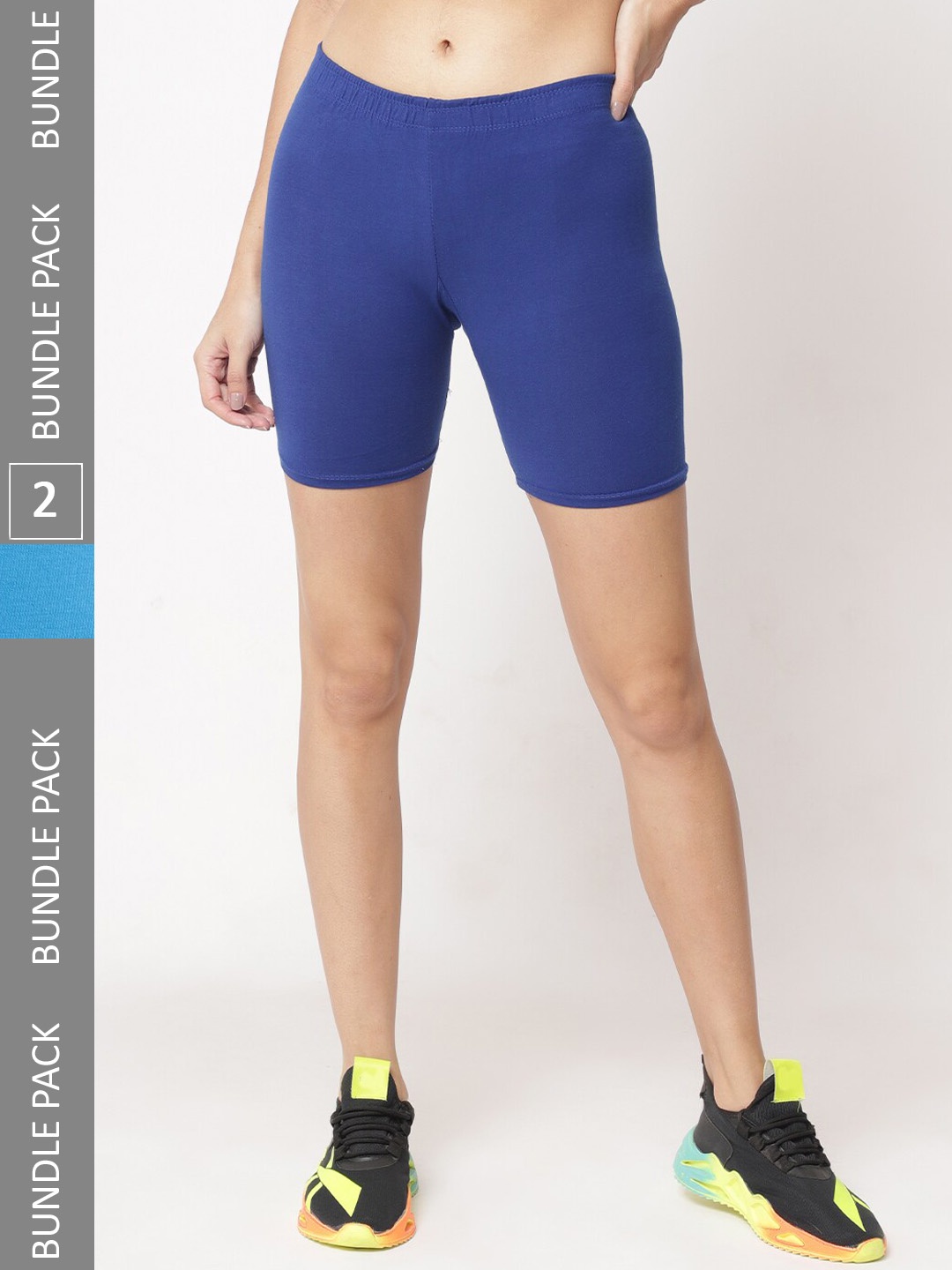 

GRACIT Women Pack Of 2 Skinny Fit Cycling Sports Shorts, Blue