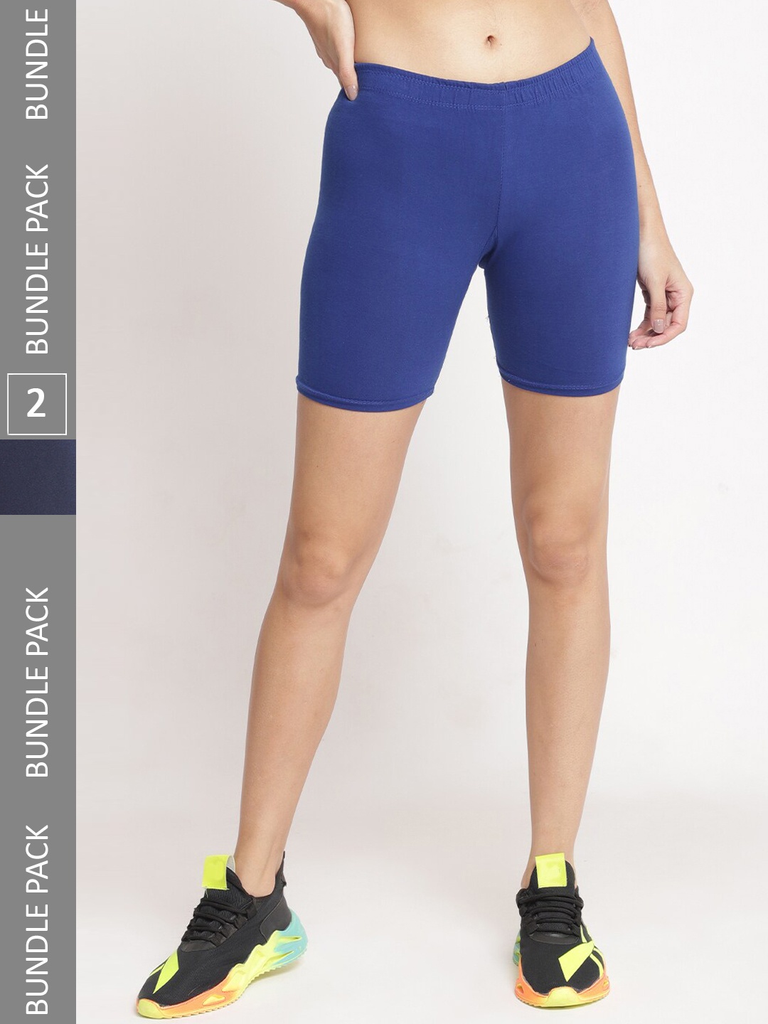 

GRACIT Women Pack of 2 Skinny Fit Cycling Sports Shorts, Blue
