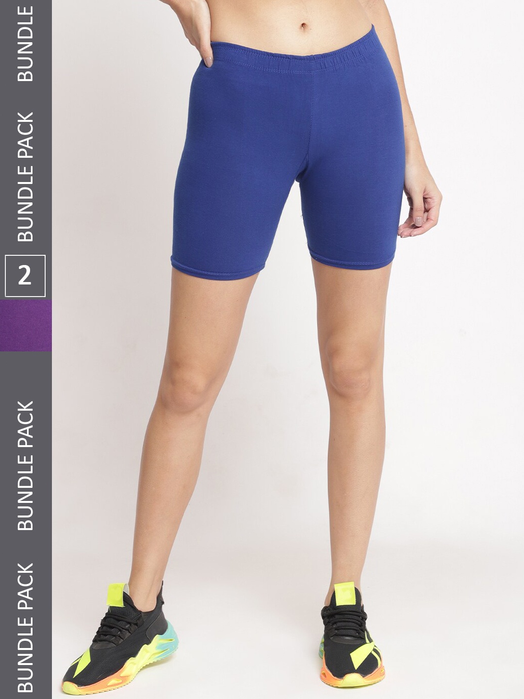 

GRACIT Women Pack of 2 Skinny Fit Cycling Sports Shorts, Blue