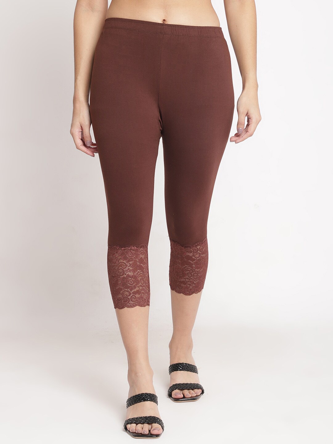 

GRACIT Women Skinny Fit Capris, Brown