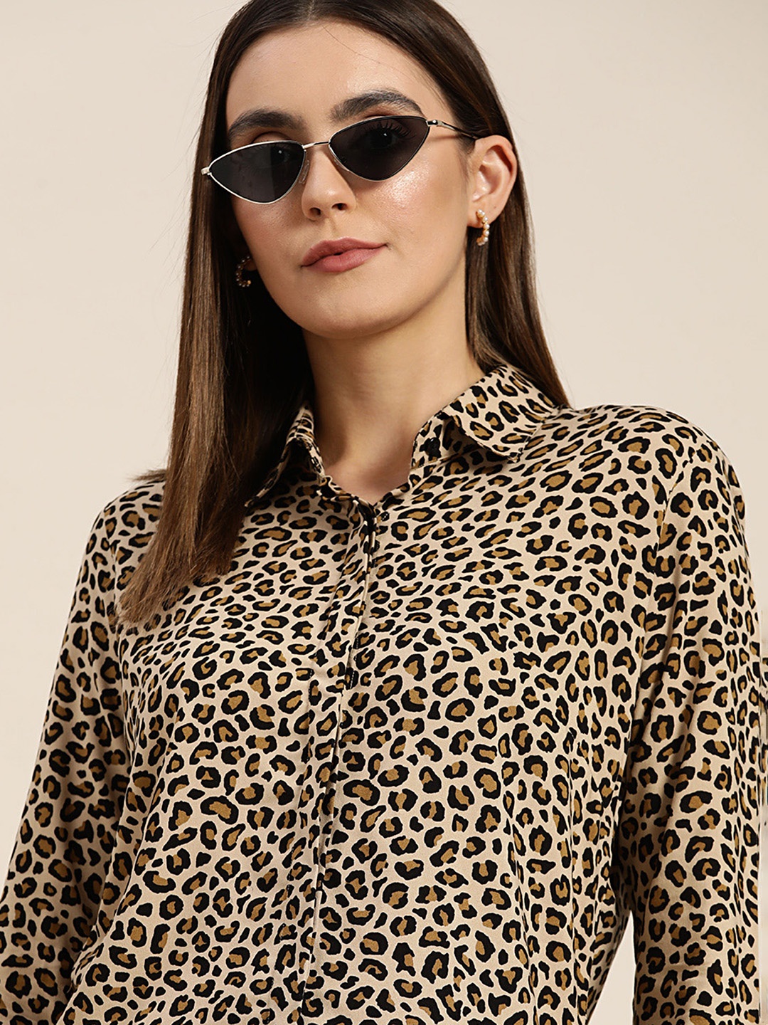 

Hancock Leopard Printed Regular Fit Casual Shirt, Beige