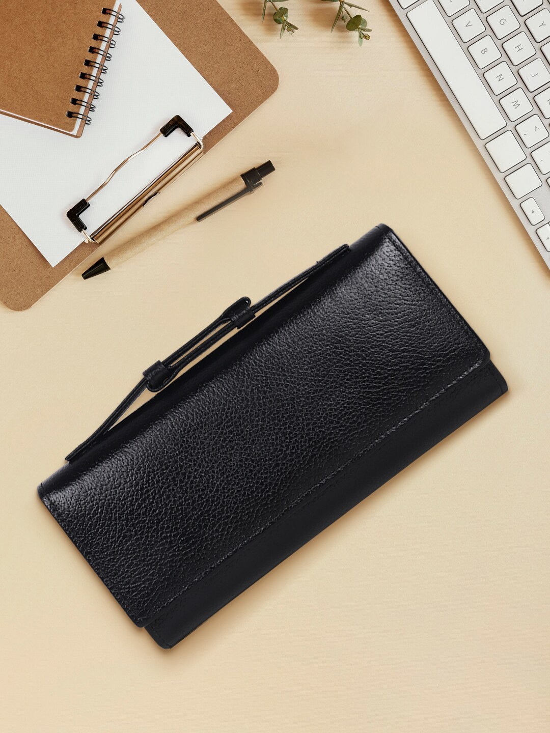 

AMYENCE Women Leather Envelop Wallet, Black