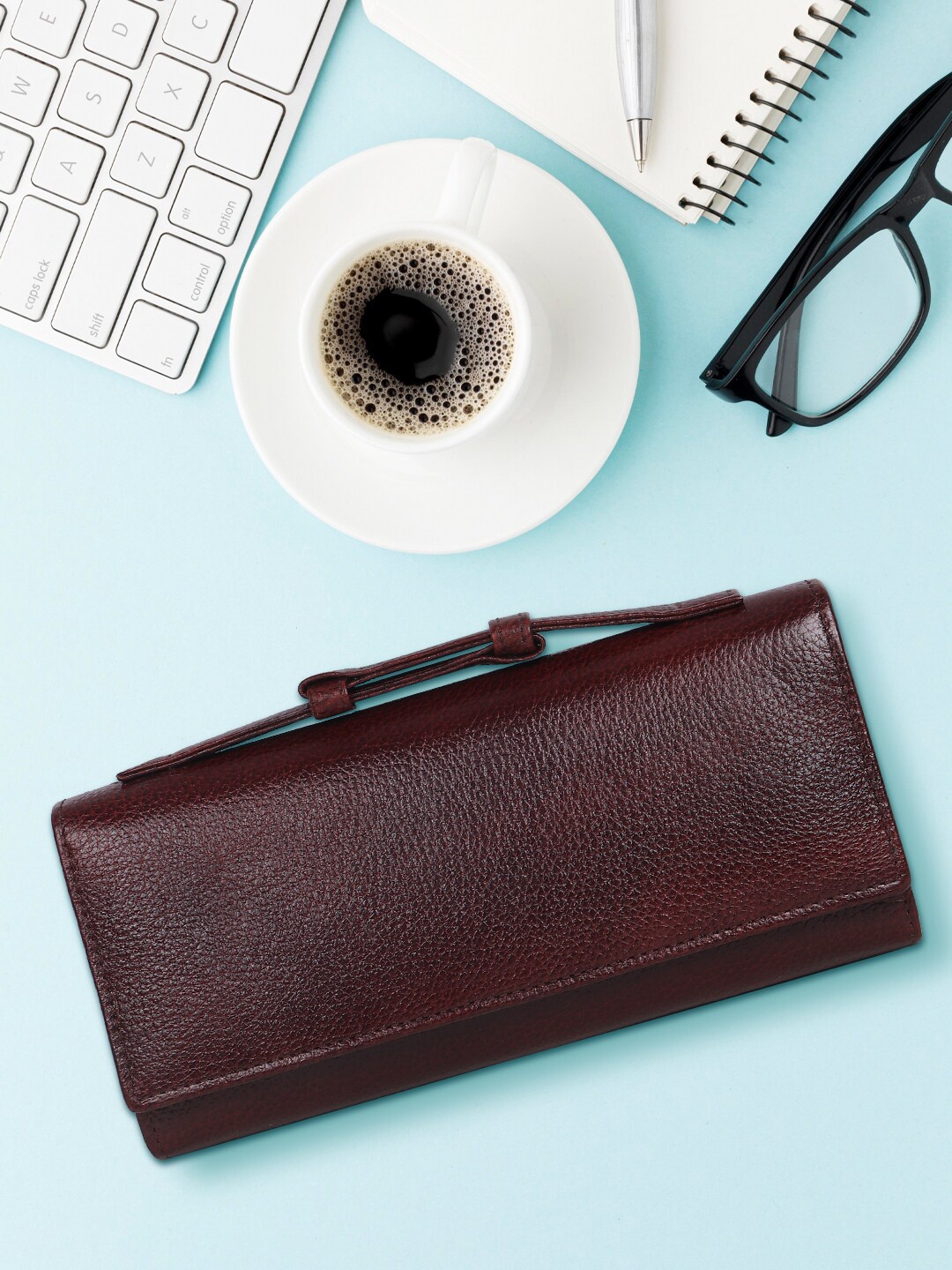 

AMYENCE Women Leather Envelop Wallet, Brown